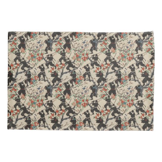 Japanese Chiyogami Ninja Pattern Pillowcase 枕カバー (裏面)