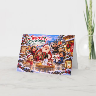 Japanese Christmas Card with Santa and Kids カード
