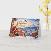 Japanese Christmas with Mount Fuji and Santa カード (黄色い花)