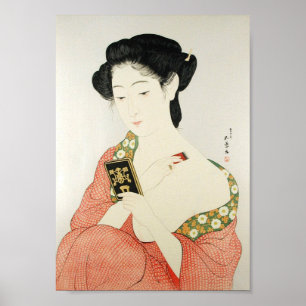 Japanese classic geisha lady art ポスター
