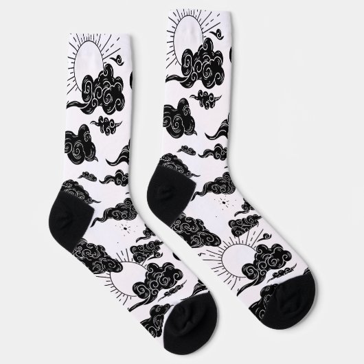 Japanese Cloud Pattern Aesthetic ソックス (右)