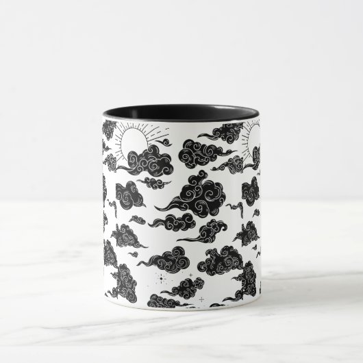 Japanese Cloud Pattern Aesthetic マグカップ (中央)