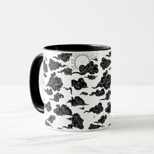 Japanese Cloud Pattern Aesthetic マグカップ (正面左)
