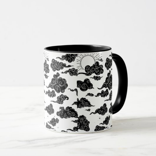 Japanese Cloud Pattern Aesthetic マグカップ (正面右)