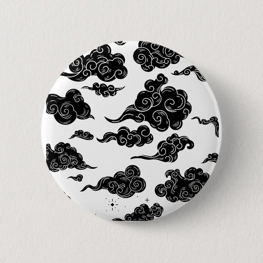 Japanese Cloud Pattern Aesthetic 缶バッジ (正面)