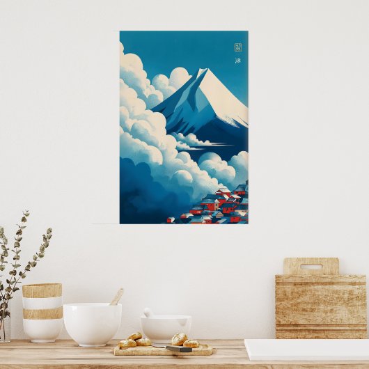 Japanese Cloud Wall Art - Layered Clouds and ポスター (キッチン)