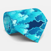 Japanese Clouds, Evening Sky, Turquoise and Indigo ネクタイ (ロール)