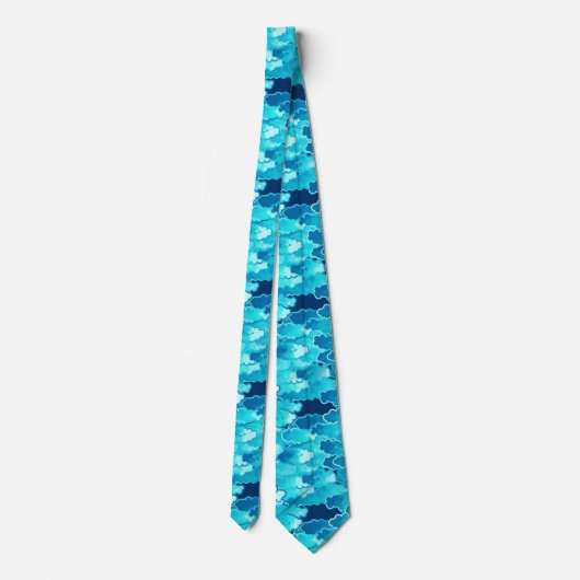 Japanese Clouds, Evening Sky, Turquoise and Indigo ネクタイ (裏面)