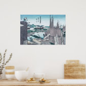 Japanese Construction Woodwork Ukiyo-e by Hokusai ポスター (キッチン)