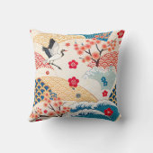 Japanese Crane and Cherry Blossom Waves クッション (裏面)
