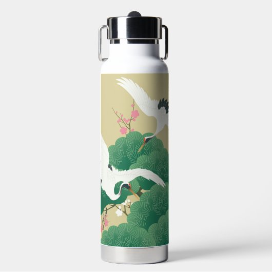 Japanese Crane and Pine Tree ウォーターボトル (正面)