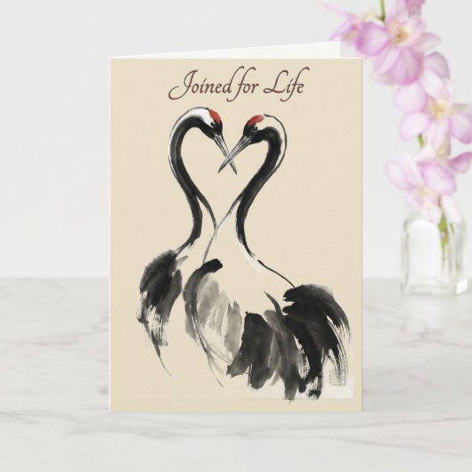 Japanese Crane Love Greeting Card カード (蘭)