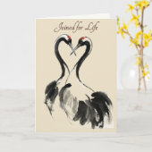 Japanese Crane Love Greeting Card カード (黄色い花)