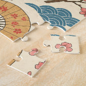 Japanese Crane Sakura Pattern Jigsaw Puzzle  ジグソーパズル (側面)