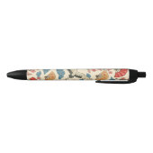 Japanese Crane Sakura Pattern Pen – Traditional 黒ボールペン (ボトム)