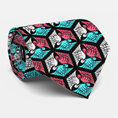 Japanese Cranes, Coral, Turquoise and Black ネクタイ (ロール)