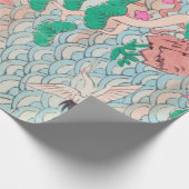 Japanese Cranes on Waves Vintage Pattern ラッピングペーパー (角)