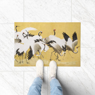 Japanese Cranes Vintage Bird Classic ドアマット