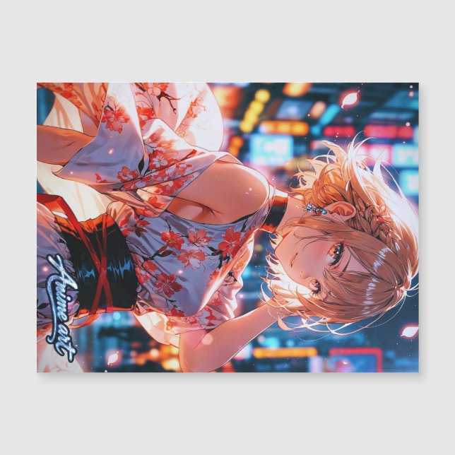 Japanese Cyberpunk Anime Girl Poster | Neon City (正面)