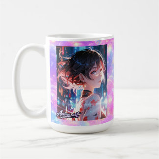 Japanese Cyberpunk Anime Girl Poster | Neon City コーヒーマグカップ