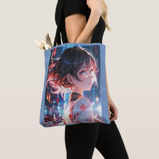Japanese Cyberpunk Anime Girl Poster | Neon City トートバッグ