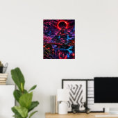 Japanese Cyberpunk Castle Poster ポスター (ホームオフィス)