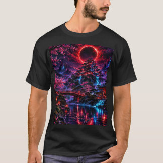 Japanese Cyberpunk Castle Poster Tシャツ