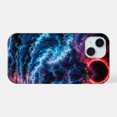Japanese Cyberpunk Mountain Wave Eclipse Poster iPhone 15ケース (裏面横)