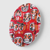 Japanese Daruma Dolls Painting by Alfred Fox ラージ壁時計 (傾斜)