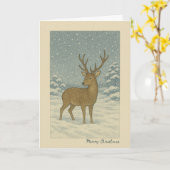Japanese Deer - Christmas Card カード (黄色い花)