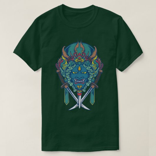 Japanese Demon Mask Oni Samurai Mask Demon (2) Tシャツ (デザイン正面)