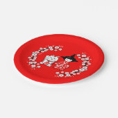 Japanese Doll - Kokeshi and Maneki Neko Cat ペーパープレート (アングル)