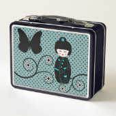 Japanese Doll Polka Dot Personalised メタルランチボックス (裏面)