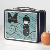 Japanese Doll Polka Dot Personalised メタルランチボックス (インサイチュ)