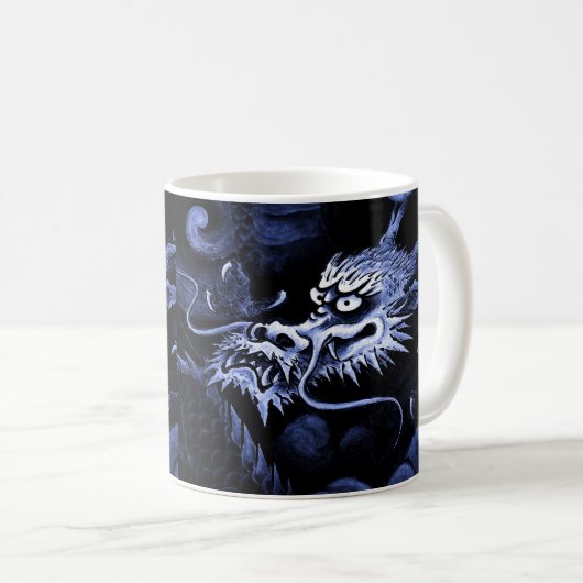 Japanese Dragon blue-black version コーヒーマグカップ (正面右)