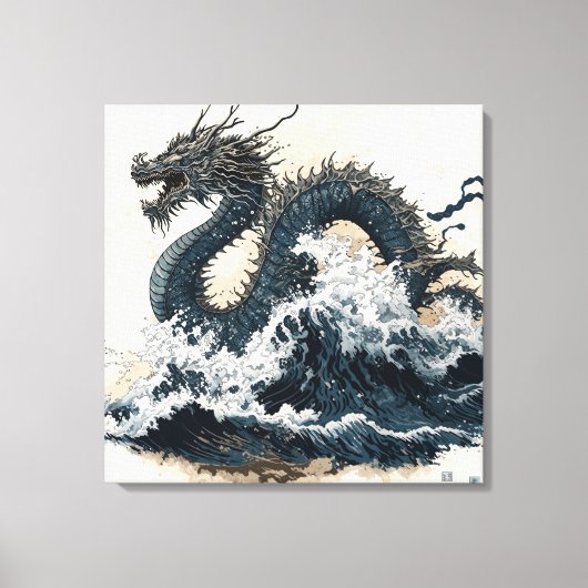 Japanese dragon, Katsushika Hokusai style キャンバスプリント (正面)