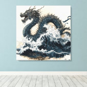 Japanese dragon, Katsushika Hokusai style キャンバスプリント (インサイチュ (ウッドフロア))