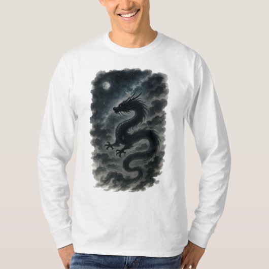 【Japanese Dragon Moon Long Sleeve T-Shirt】 Tシャツ (正面)