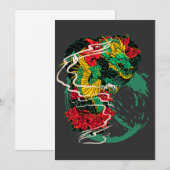 Japanese Dragon Peony Traditional Tattoo Art シーズンカード (正面/裏面)