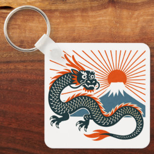 Japanese Dragon & Rising Sun Keychain キーホルダー