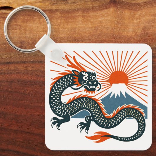 Japanese Dragon & Rising Sun Keychain キーホルダー (正面)