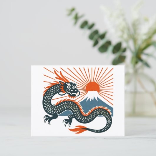 Japanese Dragon & Rising Sun postcard ポストカード (スタンド正面)