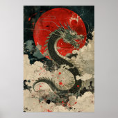 Japanese Dragon Ukiyo-e – Mythical Power Poster ポスター (正面)