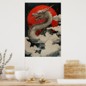 Japanese Dragon Ukiyo-e – Mythical Power Poster ポスター (キッチン)