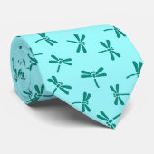 Japanese Dragonfly Pattern, Turquoise and Aqua ネクタイ (ロール)