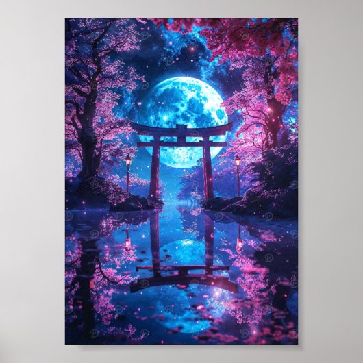 Japanese Enchanted Moonlit Torii ポスター (正面)