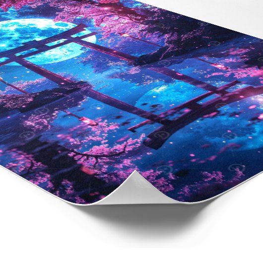 Japanese Enchanted Moonlit Torii ポスター (角)