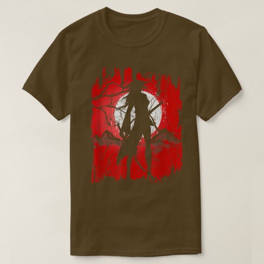 Japanese Female Samurai Shadow Girl, Samurai  (2) Tシャツ (デザイン正面)