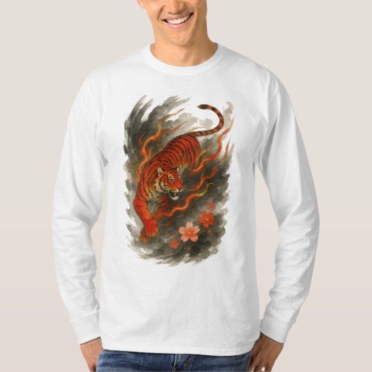 【Japanese Fire Tiger Long Sleeve T-Shirt】 Tシャツ (正面)