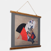 Japanese Five Fans, Hokusai, Ukiyoe 吊り下げ型タペストリー (傾斜あり)